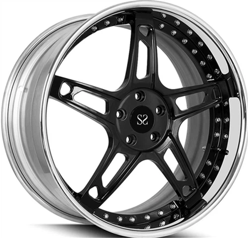 18x8,5 og 18x9,5 tilpassede 2-PC smidde felger blank svart skive og polert le...
